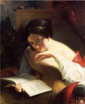 Portrait of a Girl Reading by Thomas Sully - Oil Painting Reproduction