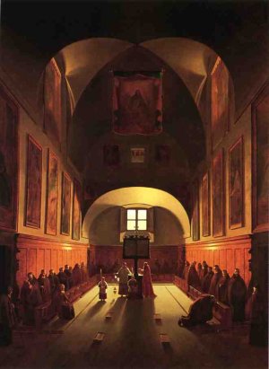 The Interior of the Capuchin Chapel In the Piazza Barberini after Francois Marius Granet by Thomas Sully Oil Painting