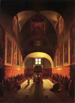 The Interior of the Capuchin Chapel In the Piazza Barberini after Francois Marius Granet Oil painting by Thomas Sully