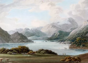 Lake District View With A Fisherman by Thomas Sunderland - Oil Painting Reproduction
