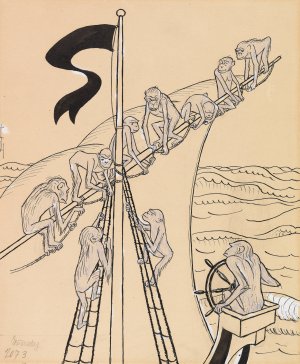 Berliner Luderleben. Die Affenfregatte by Thomas Theodor Heine Oil Painting