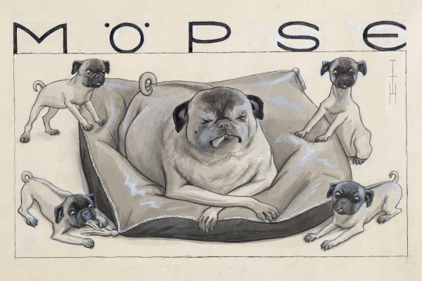 Main Product Photo of Mopse Painting by Thomas Theodor Heine
