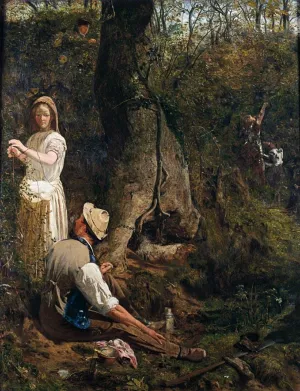 Blackberry Gatherers by Thomas Wade - Oil Painting Reproduction