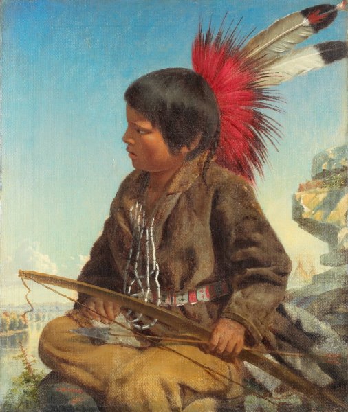 Indian Boy at Fort Snelling  by Thomas Waterman Wood - Hand-Painted Oil Painting Reproduction