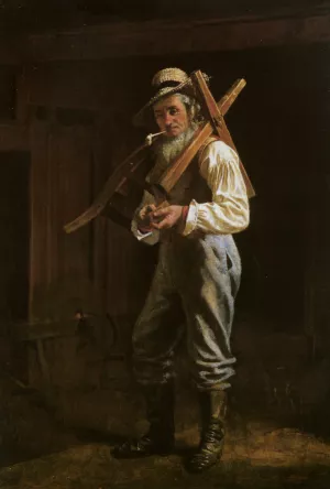 Man with Pipe by Thomas Waterman Wood - Oil Painting Reproduction