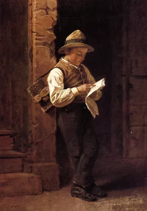 Spelling it Out also known as The Shoeshine Boy by Thomas Waterman Wood - Oil Painting Reproduction