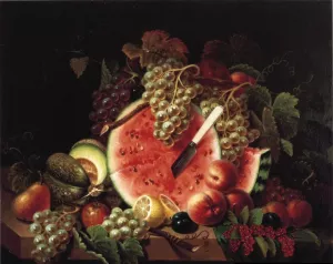 Still Life with Watermelon by Thomas Whightman - Oil Painting Reproduction