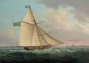 The Irish Postal Packet Earl Of Leicester, 10 Guns, Approaching Hook Head At The Entrance To Waterford Harbour by Thomas Whitcombe Oil Painting
