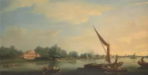 The Thames at Chelsea by Thomas Whitcombe Oil Painting