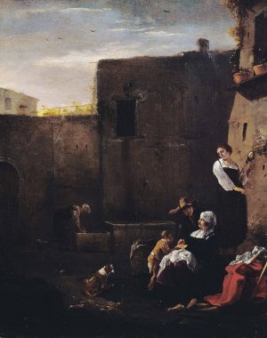 Italian Courtyard by Thomas Wijck Oil Painting