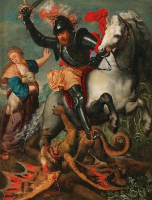 Saint George killing the Dragon by Thomas Willeboirts Bosschaert Oil Painting