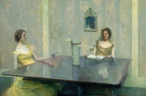 A Reading Oil painting by Thomas Wilmer Dewing