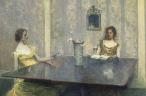 A Reading Oil painting by Thomas Wilmer Dewing