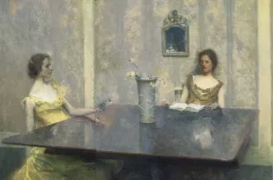 A Reading painting by Thomas Wilmer Dewing