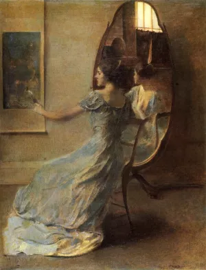 Before the Mirror by Thomas Wilmer Dewing - Oil Painting Reproduction