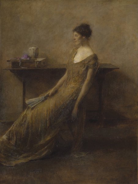 Lady in Gold by Thomas Wilmer Dewing - Hand-Painted Oil Painting Reproduction