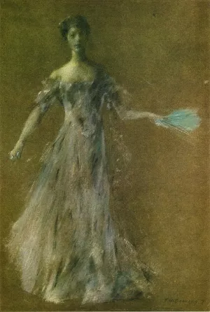 Lady in Lavender Dress by Thomas Wilmer Dewing - Oil Painting Reproduction