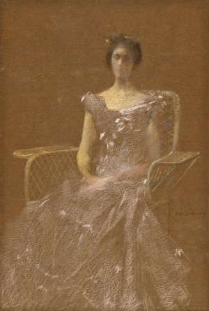 Lady in Rattan Armchair by Thomas Wilmer Dewing Oil Painting