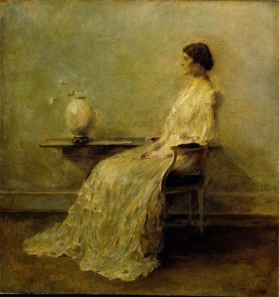 Lady in White  by Thomas Wilmer Dewing - Hand-Painted Oil Painting Reproduction