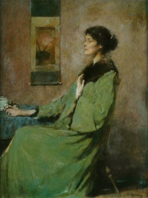 Portrait of a Lady Holding a Rose by Thomas Wilmer Dewing Oil Painting