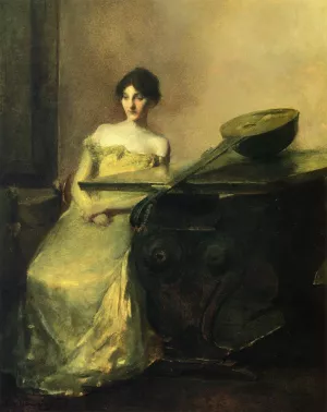 The Lute by Thomas Wilmer Dewing - Oil Painting Reproduction