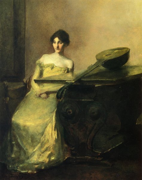 The Lute by Thomas Wilmer Dewing - Hand-Painted Oil Painting Reproduction