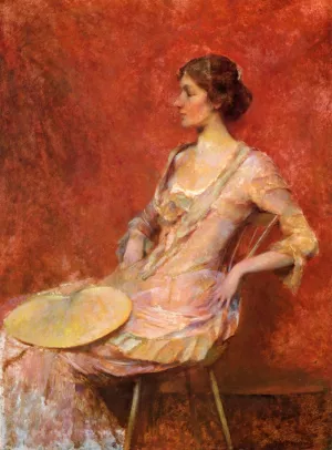 The Palm Leaf Fan by Thomas Wilmer Dewing Oil Painting