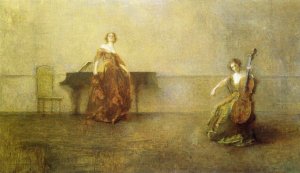 The Song and the Cello by Thomas Wilmer Dewing Oil Painting