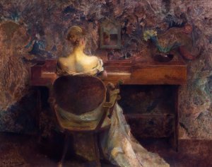 The Spinet by Thomas Wilmer Dewing Oil Painting
