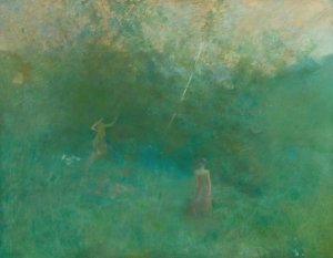 The White Birch by Thomas Wilmer Dewing Oil Painting