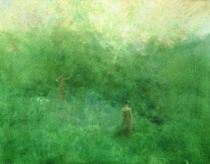The White Birich Oil painting by Thomas Wilmer Dewing