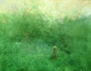 The White Birich Oil painting by Thomas Wilmer Dewing