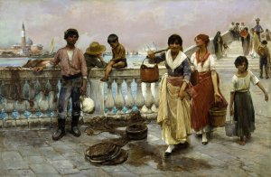 Water Carriers, Venice Oil painting by Thomas Wilmer Dewing