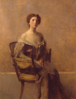 Main Product Photo of Woman in Purple and Green Painting by Thomas Wilmer Dewing