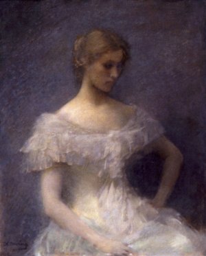 Young Girl Seated by Thomas Wilmer Dewing Oil Painting