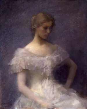 Young Girl Seated by Thomas Wilmer Dewing Oil Painting