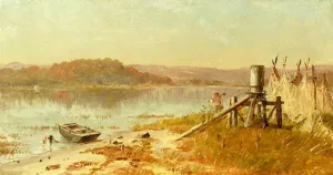 A Fisherman's Windlass, sketch on the Hudson by Thomas Worthington Whittredge Oil Painting