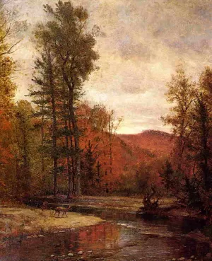 Adirondack Woodland with Two Deer by Thomas Worthington Whittredge - Oil Painting Reproduction