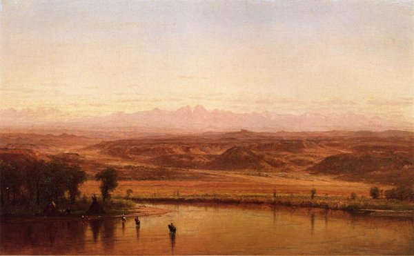 Along the Platte River, Colorado by Thomas Worthington Whittredge - Hand-Painted Oil Painting Reproduction