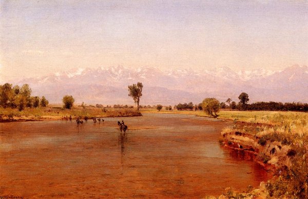 Main Product Photo of Crossing the Platte Painting by Thomas Worthington Whittredge