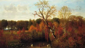 Duck Pond by Thomas Worthington Whittredge - Oil Painting Reproduction