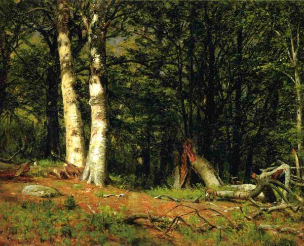 Fallen Birch by Thomas Worthington Whittredge - Hand-Painted Oil Painting Reproduction