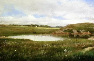 Freshwater Pond in Summer - Rhode Island by Thomas Worthington Whittredge - Oil Painting Reproduction