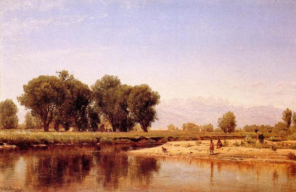 Indian Emcampment on the Platte River by Thomas Worthington Whittredge - Hand-Painted Oil Painting Reproduction