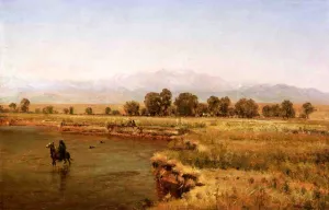 Indian Encampment on the Platte River, Colorado by Thomas Worthington Whittredge Oil Painting
