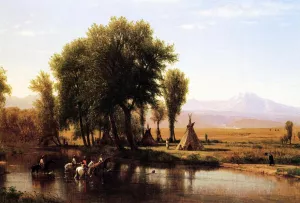 Indian Encampment on the Platte River by Thomas Worthington Whittredge Oil Painting