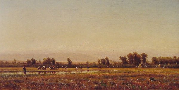 Indian Reservation by Thomas Worthington Whittredge - Hand-Painted Oil Painting Reproduction