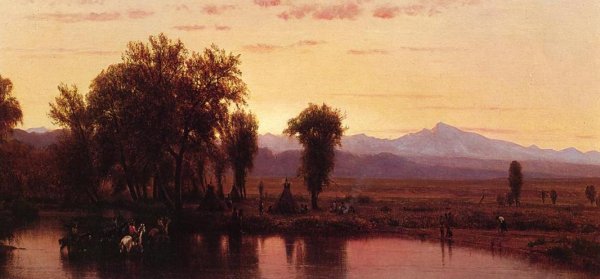 Indians Crossing the Platte River by Thomas Worthington Whittredge - Hand-Painted Oil Painting Reproduction