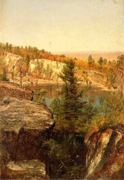 Main Product Photo of Rock Ledge and Pond Painting by Thomas Worthington Whittredge