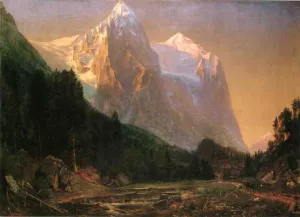 Sunrise on the Wetterhorn by Thomas Worthington Whittredge Oil Painting